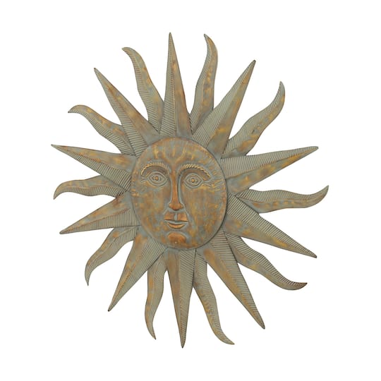 Gray & Gold Sun Metal Wall Accent